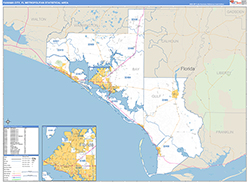 Panama City Metro Area Wall Map Basic Style 2026